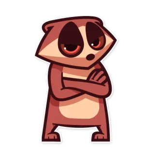 😠 46ff73d2 สัตว์, เมียร์แคต, การ์ตูน, สติกเกอร์, ยืน, กอดอก, ทัศนคติ telegram sticker