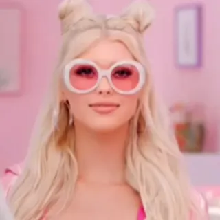 🔥 87318907 여자, 선글라스, 금발, 소녀, 초상화, 사람, 분홍색, 미인 telegram sticker