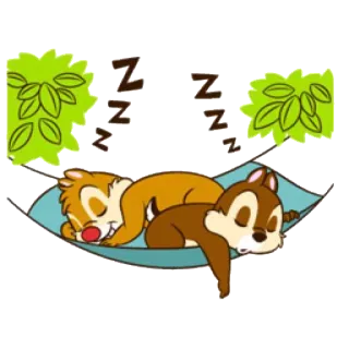 💤 e3b4607c Chip and Dale ZZZ chip, dale, chip dan dale, disney, mengantuk, tidur, tempat tidur gantung, kartun telegram sticker