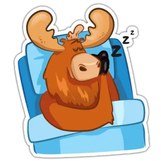 😴 5e214164 Z łoś, śpiący, kreskówka, zwierzę, krzesło, zzz, zmęczony telegram sticker