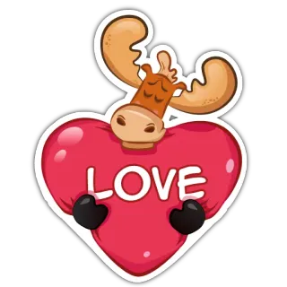😍 78307039 LOVE miłość, serce, łoś, zwierzę, słodki, kreskówka, walentynki telegram sticker