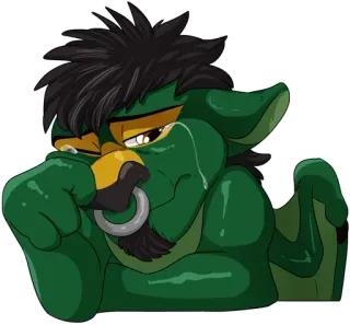 😪 69a8e15d Antro, Furry, Antropomórfico, Llorando, Lágrimas, Verde, Toro, Lindo telegram sticker