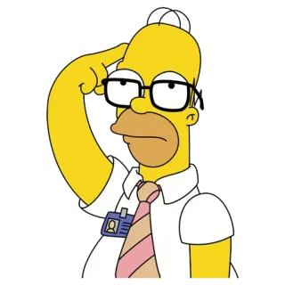 👓 3ecb3cce Homer Simpson The Simpsons Homer Simpson, myślenie, kreskówka, żółty, śmieszne, Simpsonowie telegram sticker