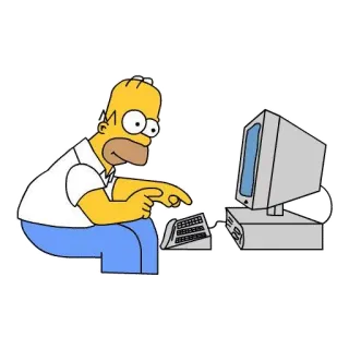 💻 3f1cb345 Homer Simpson The Simpsons Homer Simpson, Komputer, Kreskówka, Pisanie na klawiaturze telegram sticker