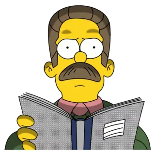 📕 c58fc079 Ned Flanders The Simpsons Ned Flanders, Simpsonowie, kreskówka, postać, czytanie telegram sticker