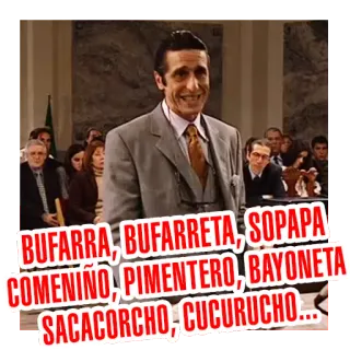 👶 9d9ea4eb BUFARRA, BUFARRETA, SOPAPA COMENIÑO, PIMENTERO, BAYONETA SACACORCHO, CUCURUCHO... 西班牙语, 侮辱, 喜剧, 卡通 telegram sticker