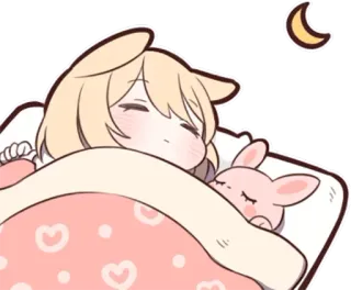 🌙 0e44ba1a tidur, kartun, imut, anime, bulan, kelinci, malam telegram sticker