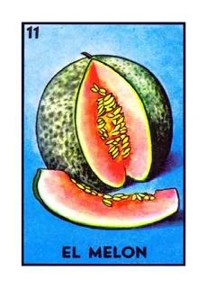 🍈 2ed3110a EL MELON melon, fruit, loteria, mexican bingo, card game telegram sticker