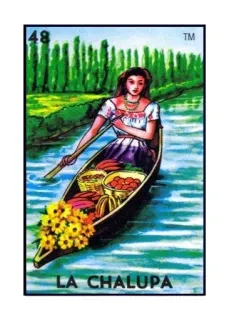 🚣‍♀️ 891d69cd LA CHALUPA loteria, card game, mexican culture, chalupa, boat, woman telegram sticker