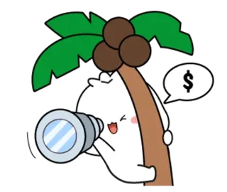 💭 0d895348 $ money, dollar, cartoon, character, palm tree, binoculars whatsapp sticker