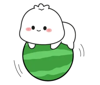 💭 582175c3 cute, kawaii, dumpling, watermelon, food, mascot whatsapp sticker