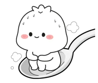 💭 86f5eb89 cute, spoon, dumpling, kawaii, food whatsapp sticker