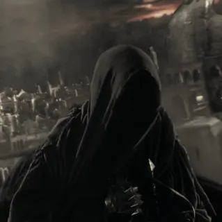 💍 543e789f figura incappucciata, scuro, panorama urbano, mistero, fantasy, ombroso telegram sticker