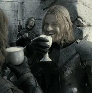 💍 ddd462af Boromir Lord of the Rings Il Signore degli Anelli, Boromir, Sean Bean, La Compagnia dell'Anello, Bere, Fantasy, Film telegram sticker