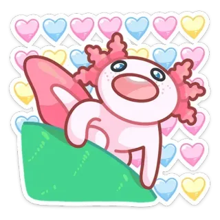 ❤️ 553b24d3 アホロートル, ステッカー, 可愛い, 動物, 両生類, ハート telegram sticker