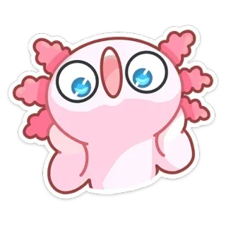 😮 8d815f4e アホロートル, ステッカー, 可愛い, ピンク, 両生類, 動物 telegram sticker
