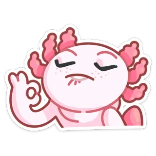 👌 56a4cc33 Axolotl, Dessin animé, Sticker, Mignon, Signe OK telegram sticker