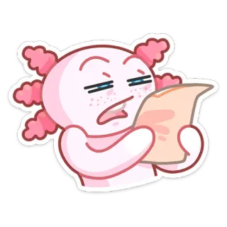❓ ef19be36 axolotl, autocollant, lecture, mignon, animal, dessin animé telegram sticker