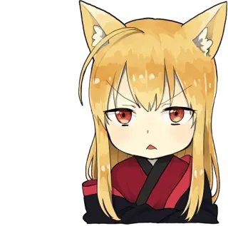 😠 12afd4c5 动漫, 狐娘, Q版, 生气, 可爱, 漫画, 兽耳 telegram sticker