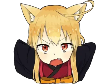 😬 2cfb292e 动漫女孩, Q版, 狐狸耳朵, 生气, 叫喊, 猫娘, 可爱, 卡通 telegram sticker