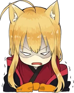 😡 496bc46a 动漫, 漫画, 猫耳, 生气, 嘟嘴, 角色, 数字艺术 telegram sticker