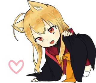 ☺️ 9540af4d 动漫, 狐娘, 卡哇伊, Q版, 兽耳, 可爱 telegram sticker