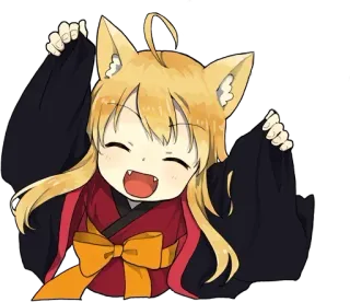 😄 ad920959 动漫, 狐狸, 女孩, 可爱, 卡哇伊, Q版 telegram sticker