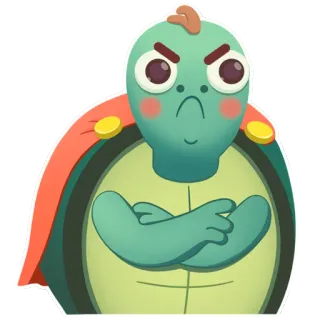 ☹️ 0cd097d2 カメ, 怒り, マント, 漫画, 動物, 面白い, 可愛い telegram sticker