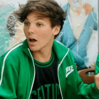 🥀 0d79e6d1 Louis Tomlinson Louis Tomlinson, célébrité, portrait, chanteur, One Direction, vert, Nike telegram sticker