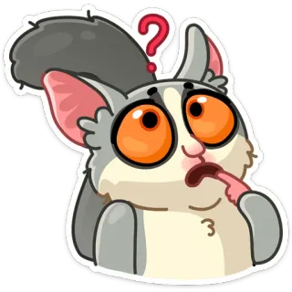 🤔 127d38b0 животное, стикер, лемур, вопрос, милый, мультфильм telegram sticker