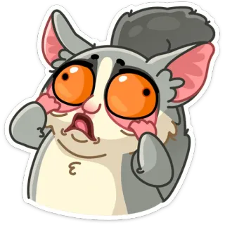 🤪 204e935a животное, сахарный поссум, милый, мультфильм, выражение, млекопитающее telegram sticker