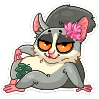 😏 5a0b959d лемур, животное, милый, тропический, цветок telegram sticker