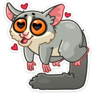 😍 ab2aa3a3 долгопят, животное, мультик, милый, глаза-сердечки, наклейка telegram sticker