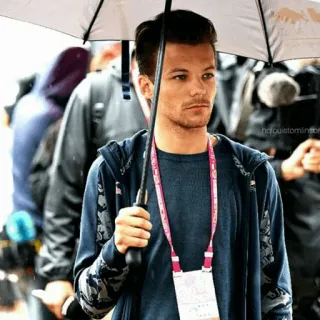 🌶 00d1c857 Louis Tomlinson Louis Tomlinson, One Direction, penyanyi, selebriti, hujan, payung whatsapp sticker
