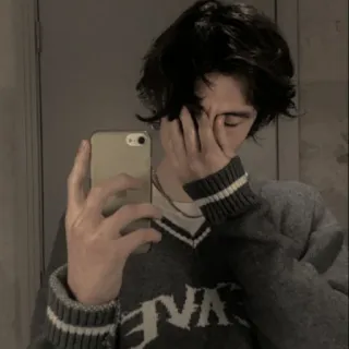 🍷 3de4a79b chłopak, sweter, lustro, selfie, nastolatek, estetyczny telegram sticker