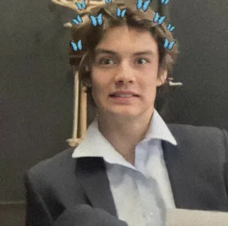 🎲 03e44125 person, man, suit, butterflies, portrait whatsapp sticker