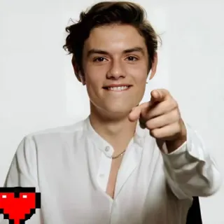 🎲 041fcc3d man, pointing, earbuds, portrait, person, youth whatsapp sticker