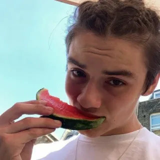 🎲 11cdfb7e watermelon, fruit, summer, food, person, eating whatsapp sticker