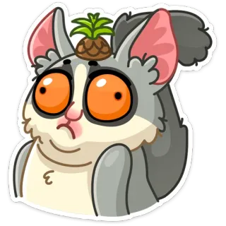 😳 2580552c sucre volant, animal, mignon, dessin animé, ananas, autocollant, mammifère, drôle whatsapp sticker