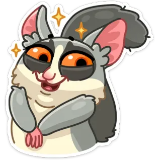 ☺️ 387362e6 animal, mignon, dessin animé, lémurien, phalanger volant, marsupial whatsapp sticker