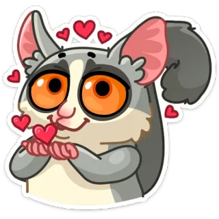 😘 399b7ba3 animal, lémurien, mignon, amour, coeurs whatsapp sticker