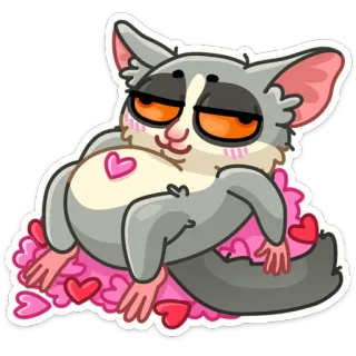 ☺️ 4b048681 animal, dessin animé, autocollant, mignon, coeurs, phalanger volant whatsapp sticker