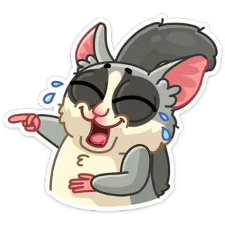 😂 66a76f8e sucre volant, animal, mammifère, mignon, joyeux, rire whatsapp sticker