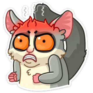 😡 7be33925 fou, en colère, énervé, dessin animé, animal, lémurien, contrarié, poilu whatsapp sticker