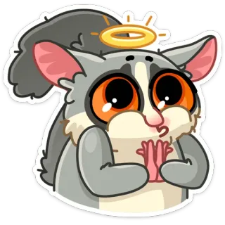 😇 e186d987 planeur de sucre, ange, mignon, auréole, animal, autocollant whatsapp sticker