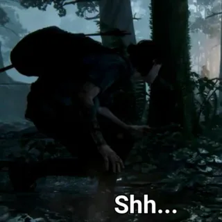🤫 1c397b7c Shh... стелс, стрела, лес, видеоигра, The Last of Us telegram sticker