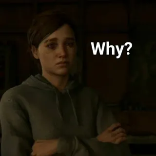 ❓ 2702d50f Ellie The Last of Us Why? видеоигра, вопрос, грустно, элли, tlou telegram sticker