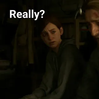 🤨 ff8cfd2f Ellie The Last of Us Part II Really? элли, the last of us, в замешательстве, видеоигра, серьезный telegram sticker