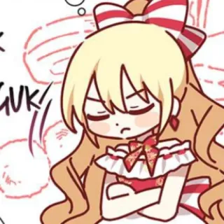 🥡 476dea42 GUK Dessin animé, Animé, Fille, Mignon, Boudeur, Poutou, Rouge, Blond telegram sticker