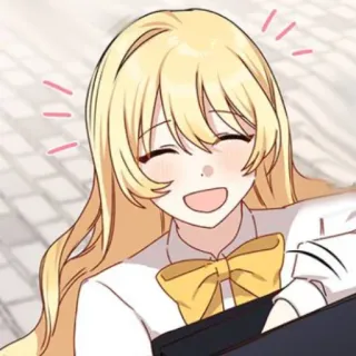 🥡 5fc11004 dessin animé, animé, fille, sourire, joyeux, mignon telegram sticker